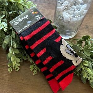Disney Men's Black and Red Striped Socks